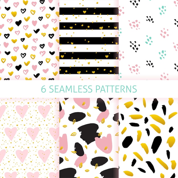 Patrones sin fisuras de moda del día de las madres felices. Ilustración vectorial de Funky Tileable Background Set.