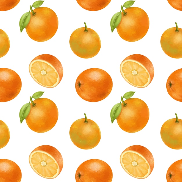 Patrones sin fisuras con naranjas dibujadas a mano