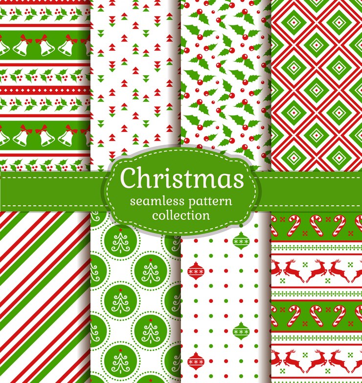 Vector patrones sin fisuras de navidad. conjunto.