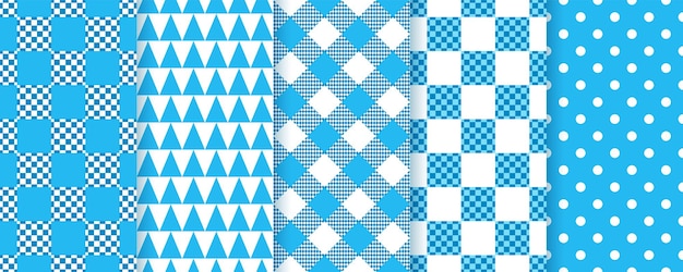 Patrones sin fisuras de Octoberfest. Fondos a cuadros. Ilustración vectorial.