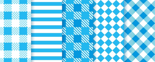 Patrones sin fisuras de oktoberfest azul. estampados a cuadros. ilustración vectorial.