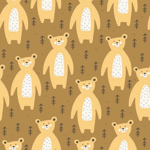 Patrones sin fisuras con osos de dibujos animados