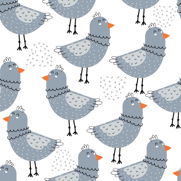 Patrones sin fisuras con pájaros de dibujos animados