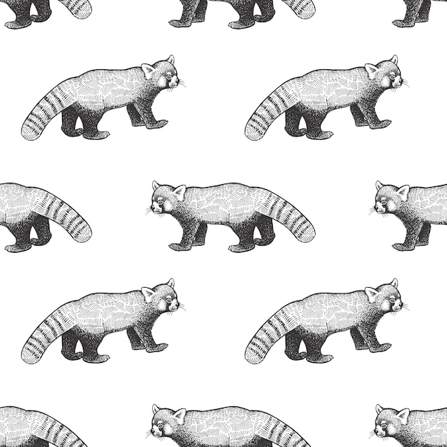 Patrones sin fisuras con panda rojo.