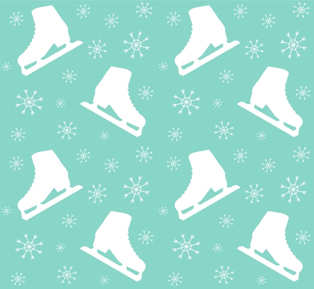 Patrones sin fisuras de patines para hielo y copos de nieve