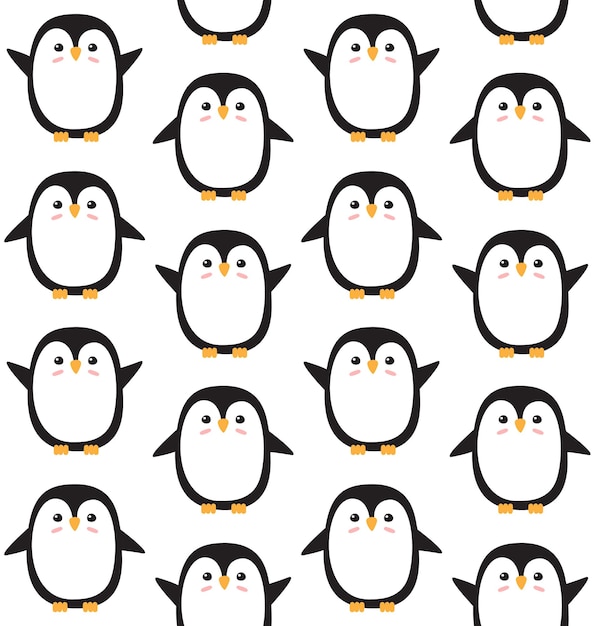 Patrones sin fisuras de pingüinos en estilo plano