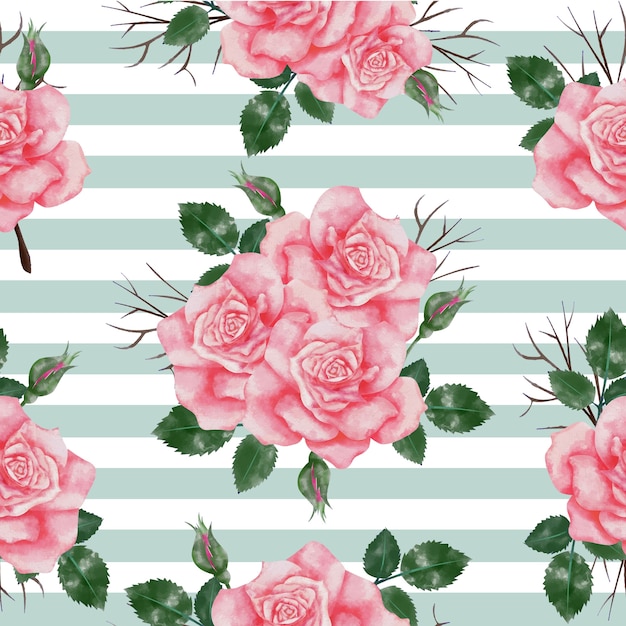 Patrones sin fisuras con rosa rosa acuarela