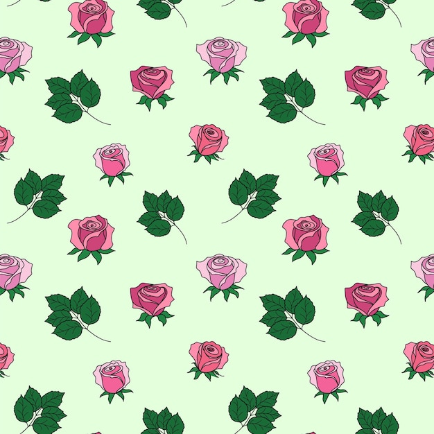 Patrones sin fisuras con rosas y hojas