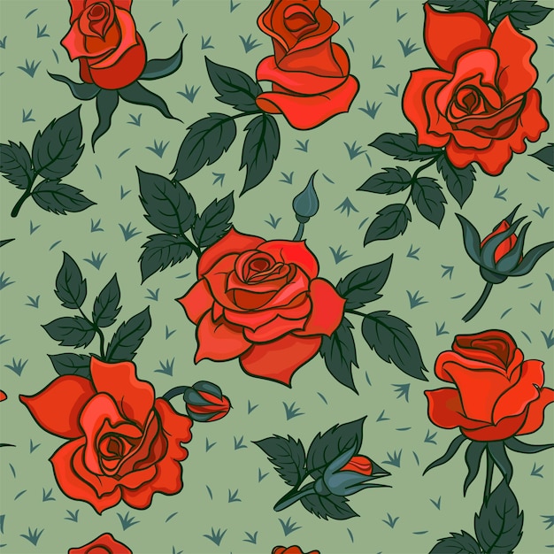 Patrones sin fisuras con rosas rojas