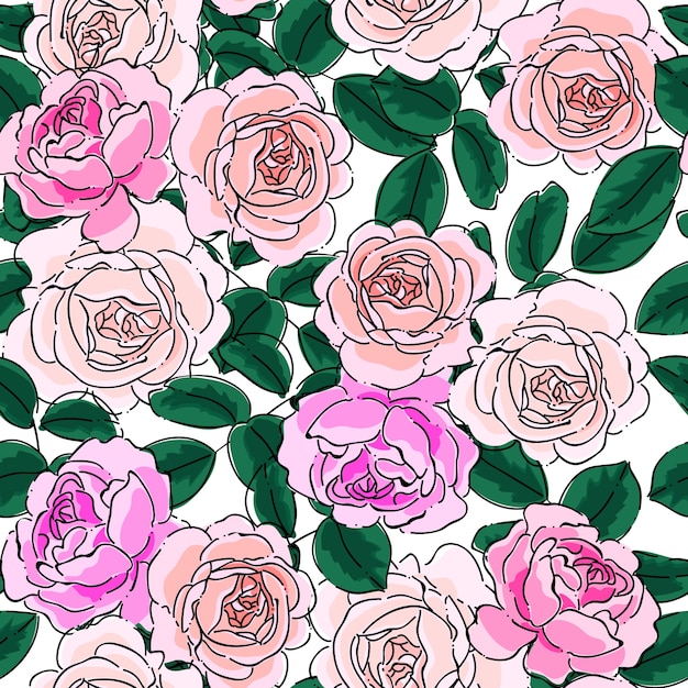 Patrones sin fisuras con rosas rosa pastel