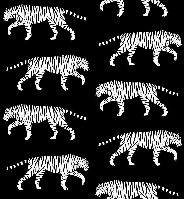 Vector patrones sin fisuras de tigres dibujados a mano