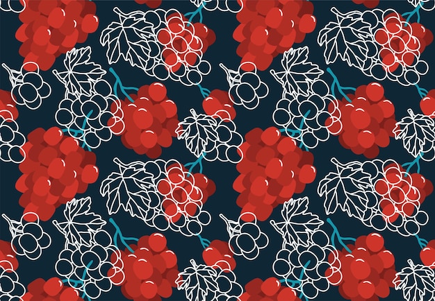patrones sin fisuras con uvas y hojas
