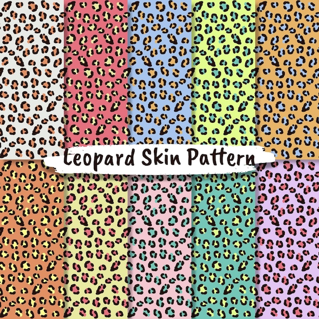 Patrones sin fisuras de vector con textura de piel de animal. Cheetah Giraffe Leopard Jaguar, fondos de animales repetidos para diseño textil, papel de regalo.