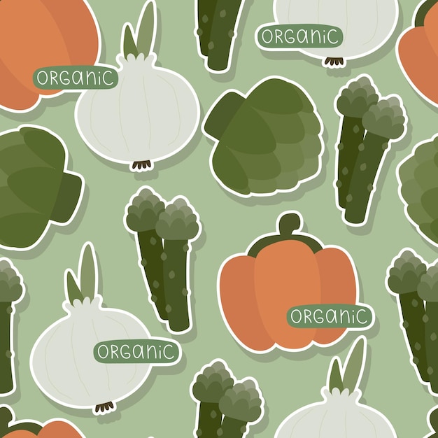 Patrones sin fisuras con verduras de dibujos animados