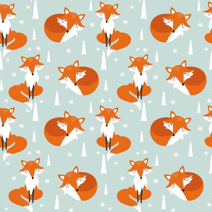 Vector patrones sin fisuras con el zorro de navidad. patrón de invierno.