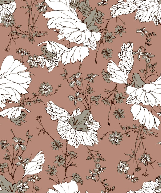 Patrones florales sin fisuras. Diseño vectorial para papel, cubierta, tela, decoración de interiores y otros usuarios.