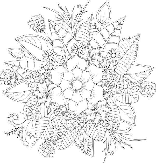 Patrones de flores adultas hechos a mano para páginas de colorear
