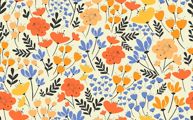 Vector patrones de flores sin costura vectoriales flores de verano textura floral impresión botánica de primavera vintage