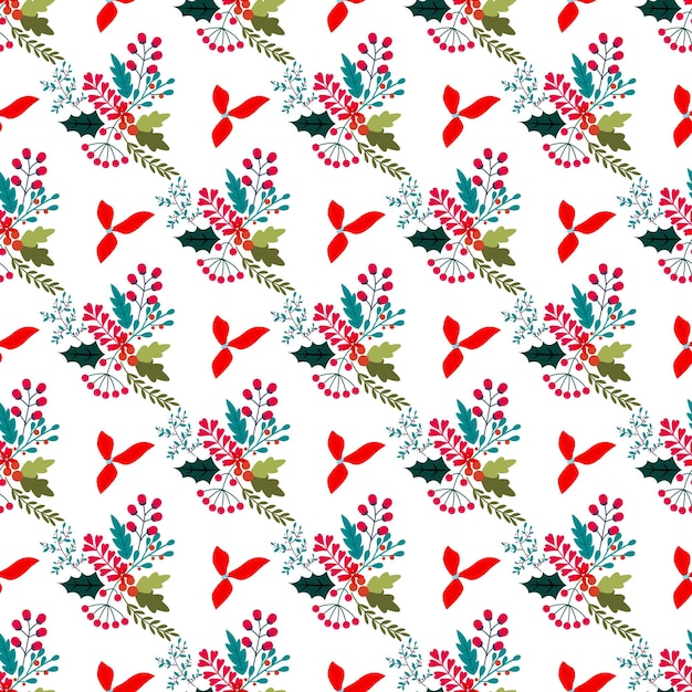 Patrones de flores de invierno ornamentales en estilo vintage