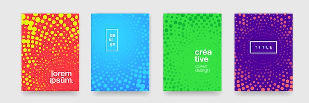 Patrones de fondo elementos de diseño de color moderno abstracto Vector gradiente de color frío carteles de cubierta de semitonos geométricos planos con gráfico de forma de línea