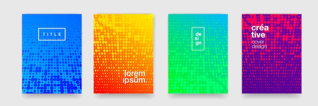 Patrones de fondo elementos de diseño de forma de línea de degradado de color moderno abstracto Fondos de patrón geométrico plano vectorial con color de semitono verde y azul para portadas de títulos de carteles