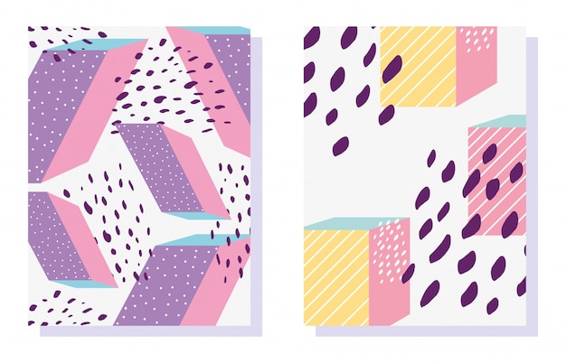 Patrones de formas geométricas de Memphis en la moda de moda 80-90