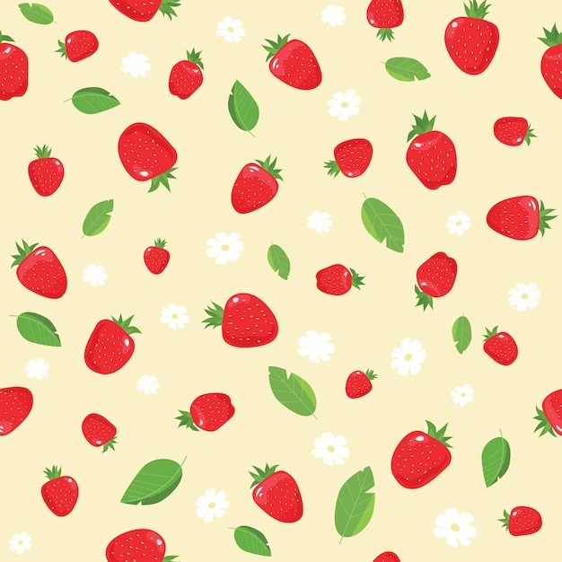 Patrones de fresa, fresas rojas aisladas sobre fondo blanco. Fondo de fresa. Ilustración vectorial.