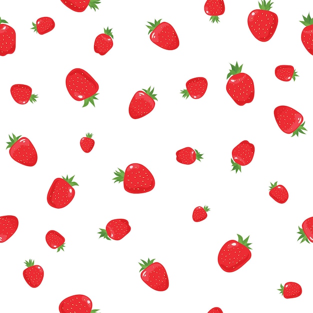 Patrones de fresa, fresas rojas aisladas sobre fondo blanco. Fondo de fresa. Ilustración vectorial.