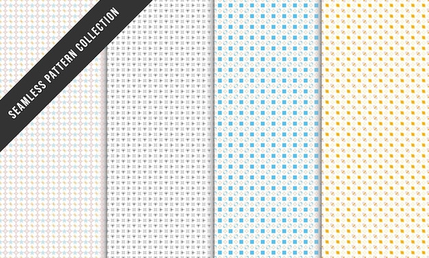 Patrones geométricos clásicos sin costuras Conjunto de vector premium de color brillante.