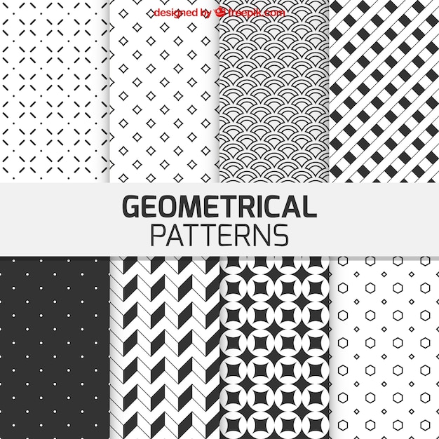 Vector patrones geométricos en color blanco y negro