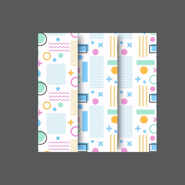 Patrones geométricos sin costuras vectoriales Conjunto de tendencias de fondos abstractos, elegantes y coloridos con un mínimo