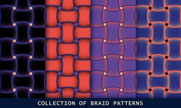 Patrones geométricos sin fisuras con bandas entrelazadas envolviendo papel embaldosado conjunto de fondo abstracto