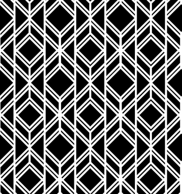 Patrones geométricos sin fisuras. Vector de fondo clásico abstracto en color blanco y negro