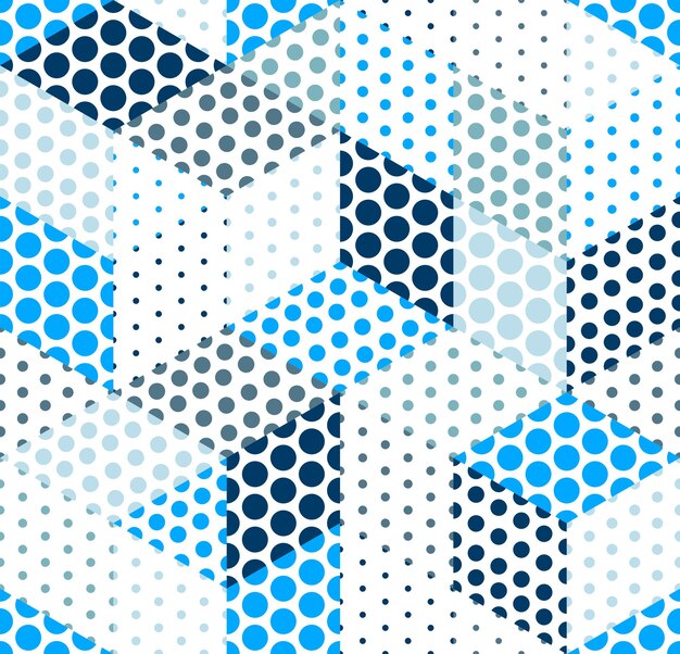 Patrones geométricos isométricos sin costuras punteados puntos cubos 3D azulejos vectoriales arquitectura de fondo y diseño de papel tapiz de construcción