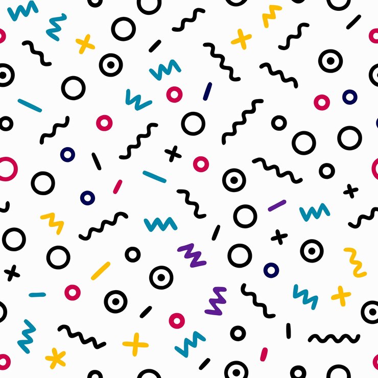 Vector patrones geométricos retro vibras con colores audaces y formas lúdicas
