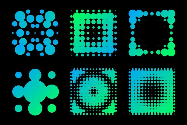 Patrones de gradiente vectorial de colores con puntos de medio tono vibrantes