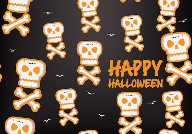 Patrones de halloween de calavera de vector premium