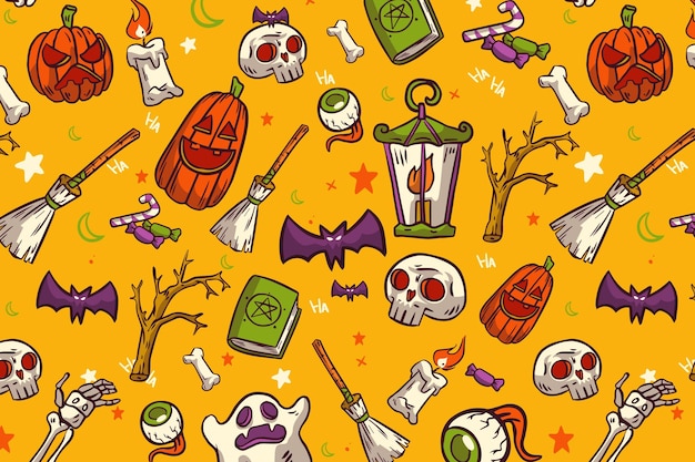 Vector patrones de halloween dibujados a mano