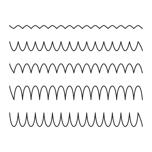 Patrones de líneas onduladas Ondas negras dibujadas a mano Elementos decorativos simples Ilustración vectorial