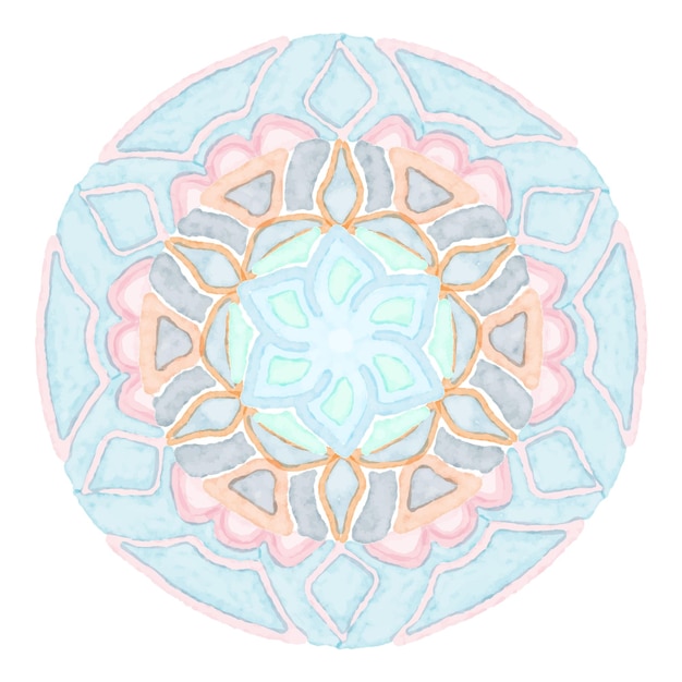 Patrones de mandala sobre fondo aislado, vector de fondo de mandala colorido acuarela.