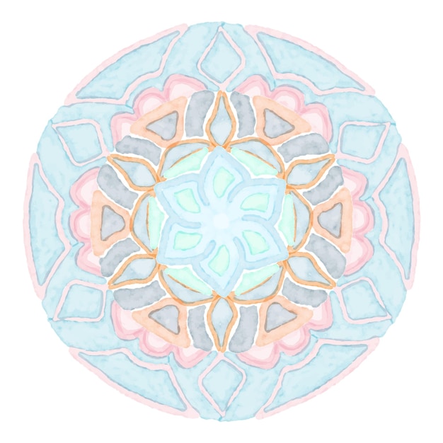 Vector patrones de mandala sobre fondo aislado, vector de fondo de mandala colorido acuarela.