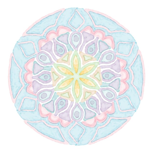 Patrones de mandala sobre fondo aislado, vector de fondo de mandala colorido acuarela.