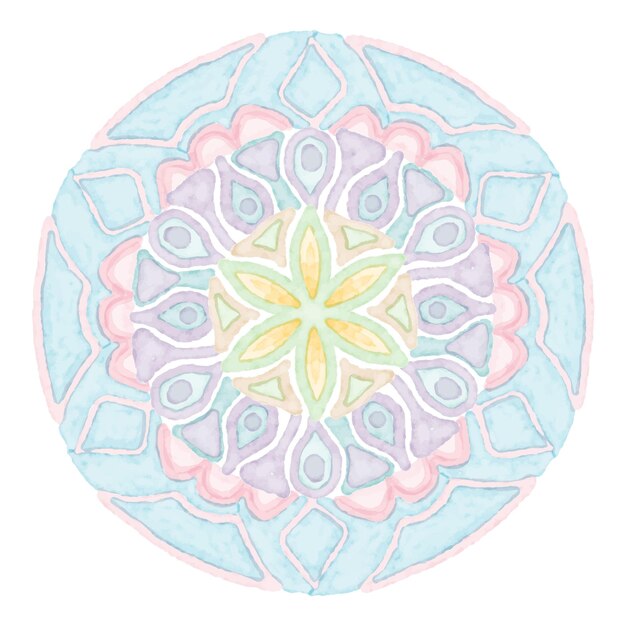 Patrones de mandala sobre fondo aislado, vector de fondo de mandala colorido acuarela.