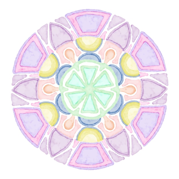 Patrones de mandala sobre fondo aislado, vector de fondo de mandala colorido acuarela.