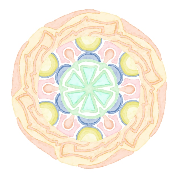 Patrones de mandala sobre fondo aislado, vector de fondo de mandala colorido acuarela.