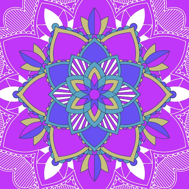 Patrones de mandala sobre fondo morado