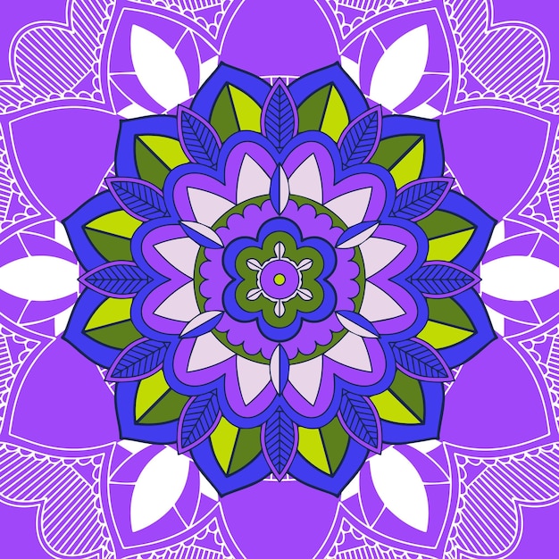 Patrones de mandala sobre fondo morado