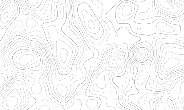 Vector patrones de mapas de líneas topográficas. terreno de cartografía geográfica de contorno y textura negro aislado en gota blanca. banner horizontal. ilustración vectorial