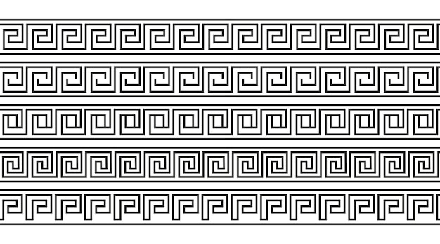Patrones de meandros sin costura Traste de meandros griegos o ornamento clave para el estilo de la Grecia antigua