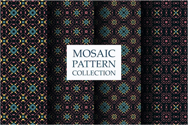 Patrones de mosaico abstrac en cuatro colores